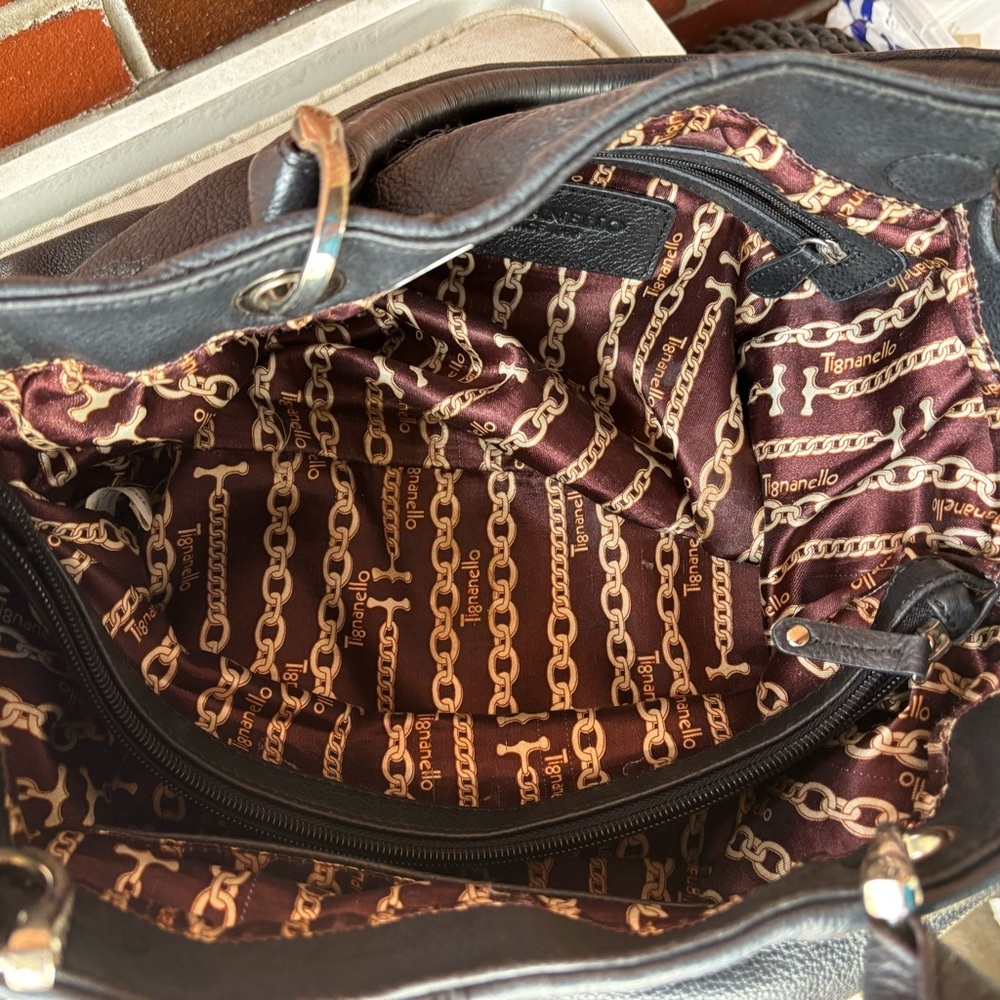 Tignanello Black Leather Handbag - Picture 2 of 4